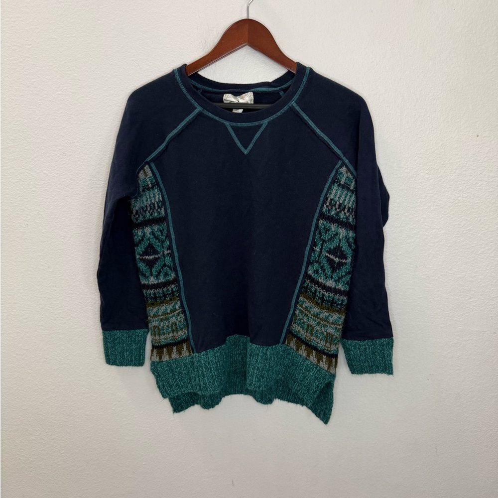 Ruby Moon Navy  Sweatshirt Sweater Aztec Bohemian size XSLong Tail 100% Cotton